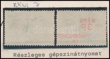 1945 Béke 3+9P/20f részleges gépszínátnyomattal + támpéldány / Mi 774 with machie offset