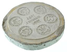 1996. "50 éves a Forint" emlékérem gipsz hátlapi NEGATÍV nagyminta tervezet (157mm) T:AU,X...