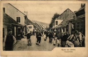 1910 Zenica, Hauptstrasse / street view, shops, vendors (EK)