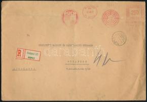 1945 (1. díjszabás) Budapest helyi ajánlott levél gép bélyegzésekkel / Registered local cover with frankotyp postmarks