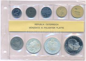 Ausztria 1973. 2gr - 50Sch (9xklf) forgalmi összeállítás fólia tokban T:AU,PP patina Austria 1973. 2 Groschen - 50 Schilling (9xdiff) coin set in foil packaging C:AU,PP patina