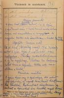 cca 1920 Kézzel írt szakácskönyv, főleg sütemény, de húsételek és italok is, pl. duci diós, házi bar...