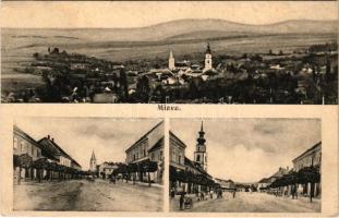 1910 Miava, Myjava; látkép, utca, Római katolikus templom, Evangélikus templom / general view, street, Catholic church, Lutheran church (EK)