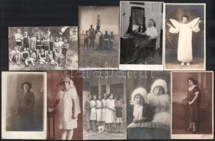 cca 1910-1940 össz.18 db fotólapja, érdekesebb darabokkal (társaságok, fürdőzők, zenekar, tánc, turb...