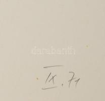 Kocsis Imre (1937-1991): Geometrikus kompozíció, 1971. Szitanyomat, karton. Jelezve balra lent. Háto...