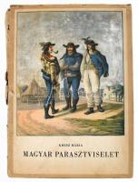 Kresz Mária: Magyar parasztviselet (1820-1867) Bp.,1956, MTA, (Akadémia Nyomda-ny.), 143+1 p.+ 96 t. Kiadói félvászon kötés és kiadói félvászon mappa, erősen sérült kiadói kartontokban.