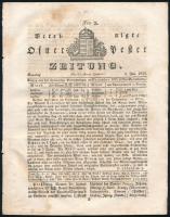 1833 Vereinigte Ofner u. Pester Zeitung Nr. 2., német nyelvű hírlap 1833. jan. 6-i száma, kisebb ázásnyomokkal, sérüléssel, 17-30 p.