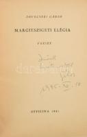 Devecseri Gábor: Margitszigeti elégia. Versek. Első kiadás. (Bp.), 1945, Officina. (Officina ny.). 1...