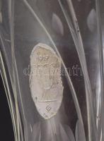 1917 Erat jelzéssel csiszolt antik talpas kristályváza, címkével jelzett, m: 24,5 cm