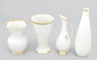 4 darab német aranyozott elefántcsontszínű porcelán váza, jelzett, m: 15-18 cm