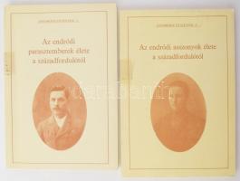 Endrődi füzetek 2 kötete (2.,3. kötet):  Az endrődi asszonyok élete a századfordulótól. Összeáll.: Hornok Lajosné Németh Eszter.;  Az endrődi parasztemberek élete a századfordulótól.;  Gyomaendrőd, 1992-1993., Honismereti Egyesület Gyomaendrőd. Kiadói papírkötések, volt könyvtári példányok.