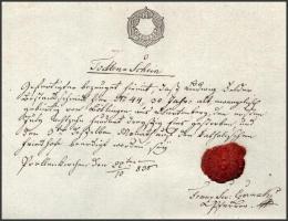 1830 Prellenkirchen, ,,Todten-Schein", német nyelvű halotti anyakönyvi kivonat, 6kr szignettáva...