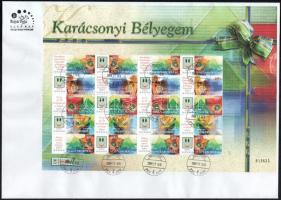 2004 Karácsonyi bélyegem - Üvegdíszek promóciós teljes ív sorszámmal FDC-n, nagyon ritka!