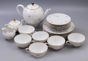 cca 1940/50, Seltmann Weiden mid-century vékonyporcelán teás készlet, teljes, jelzett, minimális kopással.