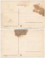 Kolozsvár, Cluj; 2 db régi képeslap: Kossuth Lajos utca, központi szálloda, gyógyszertár, Biasini Sá...