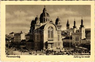 Marosvásárhely, Targu Mures; Széchenyi tér, piac, Román templom / market square, Romanian church (EK)