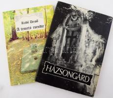 Lászlóffy Aladár - Kántor László: Házsongárd. Bp., 1989, Helikon. Gazdag képanyaggal illusztrált. Kiadói kartonált papírkötés, kissé kopott kiadói papír védőborítóban. + Radó Dezső: A temető csendje. Bp., 1987, Vízügyi Dokumentációs Szolgáltató Leányvállalat. Kiadói papírkötés.