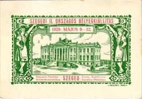 1929 Szeged, Szegedi II. Országos Bélyegkiállítás 1929. május 9-12. Art Nouveau, magyar folklór s: Szilágyi Ákos + So. Stpl.