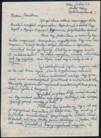 cca 1960 Benedek Károly (1889-1964) író, újságíró autográf levele Molnár József (1918-2009) emigráns magyar író, könyvkiadó, nyomdász, a (Új) Látóhatár folyóirat és az Aurora Kiadó szerkesztője részére, 4 és fél beírt oldal.