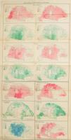 1919 Főbb háziállataink földrajzi elterjedése, Nagy-Magyarország térkép, az 1919-es Zsebatlasz melléklete, hajtásnyomokkal, 62,5x29,5 cm