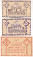 Budapest ~1919-1925. 20f (2x), egyik bélyegzéssel + 1K "Kikötőépítő Igazgatóság" II. kiadá...