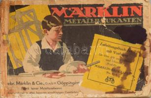 cca 1920-30 Märklin Baukasten fém építőjáték elemei, alkatrészei, össz több mint 100 darab, kopott, ...