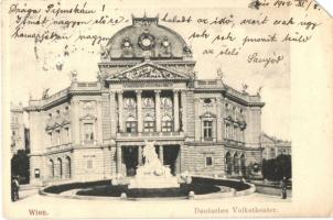 Vienna, Wien VII. Deutsches Volkstheater, Ferdinand Raimund Denkmal / theatre, statue (EM)