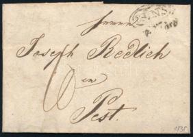 1834 Távolsági levél teljes tartalommal, 10kr portóval GÜNS