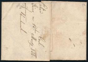 1834 Domestic cover with full content and 10kr postage due "GÜNS" 1834 Távolsági levél tel...