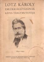 Lotz Károly emlékkiállításának képes tárgymutatója. 1833-1933. Budapest, 1933. Országos Magyar Képzőművészeti Társulat (Athenaeum Rt. ny.) 32 p. + 24 t. (kétoldalas). Lotz Károly (1833-1904) német származású magyar festő, a XIX. századi akadémiai portré- és falfestészet kiemelkedő egyénisége, klasszikus harmóniát tükröző mitológiai és történelmi festményei számos középületet díszítenek. Első gyűjteményes tárlatát 1905-ben rendezték a Műcsarnokban, majd 1916-ban az Ernst-Múzeum szervezett nagyobb Lotz-emlékkiállítást. A Műcsarnokban rendezett harmadik nagy Lotz-kiállítást Petrovics Elek rendezte, az életrajzot Ybl Ervin művészettörténész írta, az első jelentős Lotz-monográfia későbbi szerzője. Kötetünk képanyagának tanúsága szerint a harmadik tárlaton nagyobb hangsúlyt kapott Lotz Károly kiemelkedő aktfestészete. Fűzve, illusztrált, enyhén foltos kiadói borítóban. Jó példány.