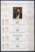 2023 Deák Ferenc 4 db vágott blokk piros sorszámmal / 4 imperforate blocks