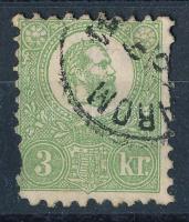 1871 Kőnyomat 3kr (160.000) (KOM)ÁROM (papírelvékonyodás, foghibák / thin paper, perf. faults)