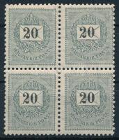 1898 20kr négyestömb (96.000++) (néhány fog bepattant / a few perfs aparted)