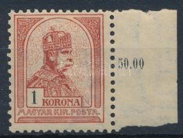 1900 Turul 1K ívszéli bélyeg 4. vízjelállás csillaggal (min 38.000)