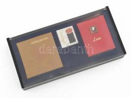 3 db szocialista minikönyv, díszdobozban: Győzelem 1945, Internacionálé, Lenin - Üdvözlet a magyar munkásoknak. Bp., 1974-1975, Kossuth. Sorszámozott díszkiadás.