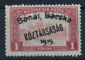 Bánát-Bácska 1919 Parlament/Köztársaság 1K kettős felülnyomással, Bodor vizsgálójellel