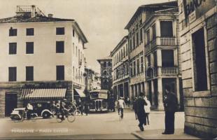 Pordenone Piazza Cavour with bar and bank