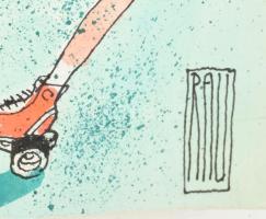 Rau Tibor (1934-2000), Oktatásügyi karikatúra: vegyes technika, papír, jelzett. 35 x24 cm