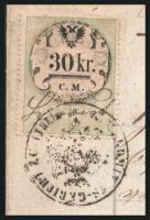 1857 Tokaj földhivatali kivonat izraelita személy feltüntetésével 30kr CM. illetékbélyeggel