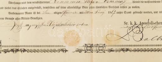 1867 Pesth, Obsit (Abschied), hódmezővásárherlyi születésű, 46. gyalogezred kötelékébe tartozó közka...