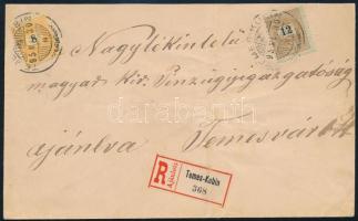 1895 Fekete számú 8kr + 12kr ajánlott levélen "TEMES-KUBIN" - Temesvár