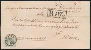 1883 Túlsúlyos ajánlott levél utánvésett 20kr bérmentesítéssel BÁRTFA - Wien