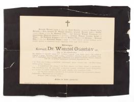 1891 Bp., Kövesdi Dr. Wenzel Gusztáv jog- és bölcsészettudor halálozási értesítője, sérült