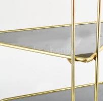 Sarokpolc. Réz. Üveg lappal kopásokkal m: 70 cm, sz: 40 cm