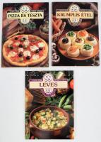 Lajos Mari - Hemző Károly:   99 leves 33 színes ételfotóval.;  99 pizza és tészta 33 színes ételfotóval.;  99 krumplis étel 33 színes ételfotóval. Bp., 1989-1994., Corvina. Kiadói kartonált papírkötés.