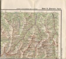 Ausztria 1920 Zillertali Alpok turistatérképe