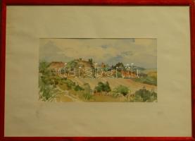 Johann Hugó (1890-1951): Tájkép, akvarell-papír, jelzett 25x48 cm keretben