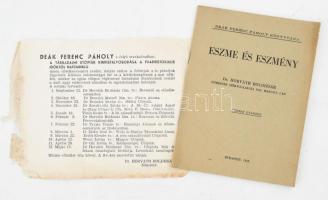 Eszme és eszmény. Dr. Horváth Boldizsár főmester székfoglalója 1949. március 2-án. Bp., 1949. Kiadói papírkötés, jó állapotban + A Deák Ferenc Páholy meghívója, szakadásokkal