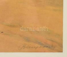 Benyovszky István (1898-1969): Vágtató szekér. Színezett rézkarc, papír, jelzett. Foltos, hullámos. ...