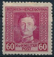 Bosznia-Hercegovina 1917 IV. Károly 60H bélyeg ritka 11 1/2 fogazással (16.200)